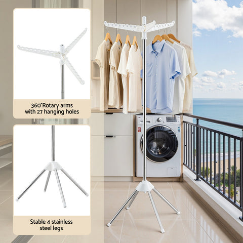 Artiss Clothes Rack Airer Rotatable Hanger Foldable 163cm