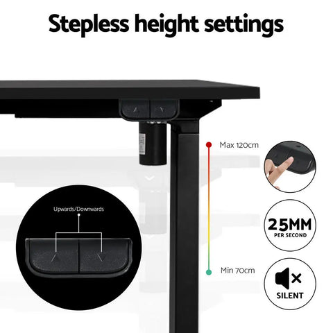Artiss Electric Standing Desk Frame Only Height Adjustable 70KG Load Black Chez Guru