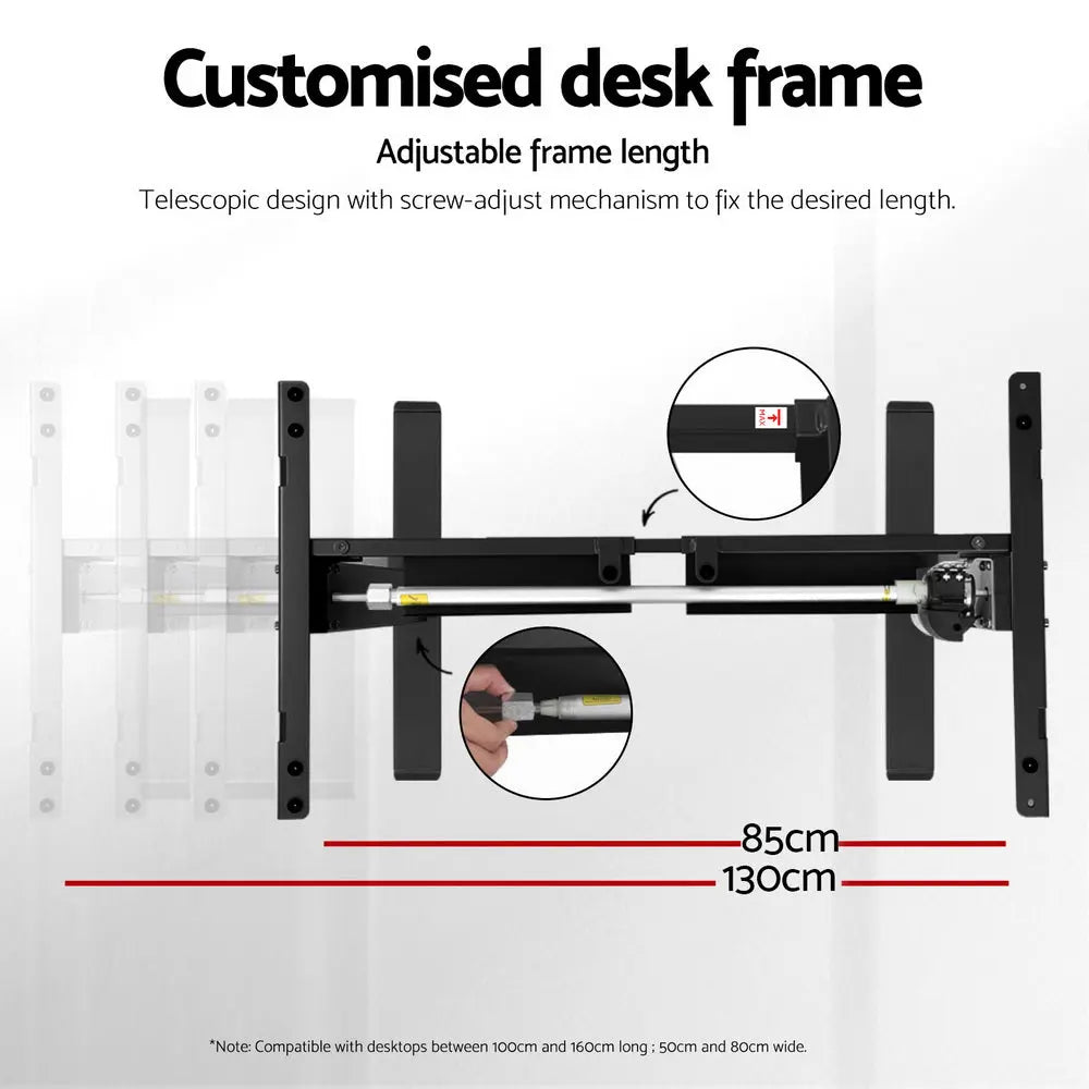 Artiss Electric Standing Desk Frame Only Height Adjustable 70KG Load Black Chez Guru