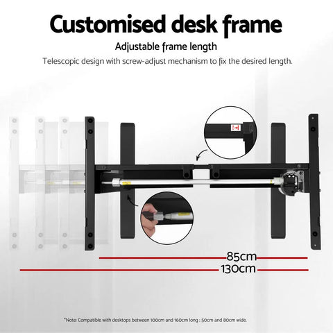 Artiss Electric Standing Desk Frame Only Height Adjustable 70KG Load Black Chez Guru
