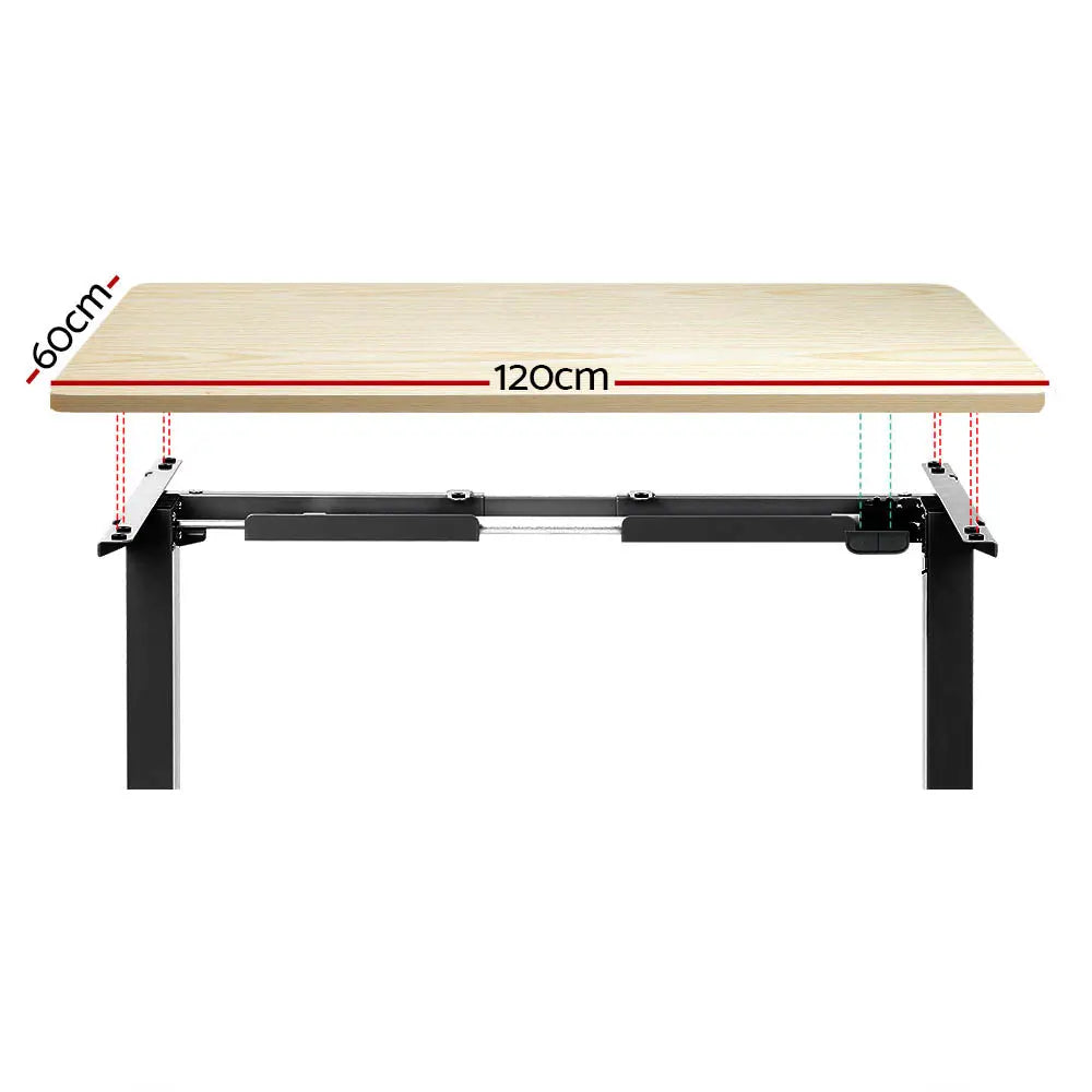 Artiss Standing Desk Motorised White Oak 120CM Chez Guru
