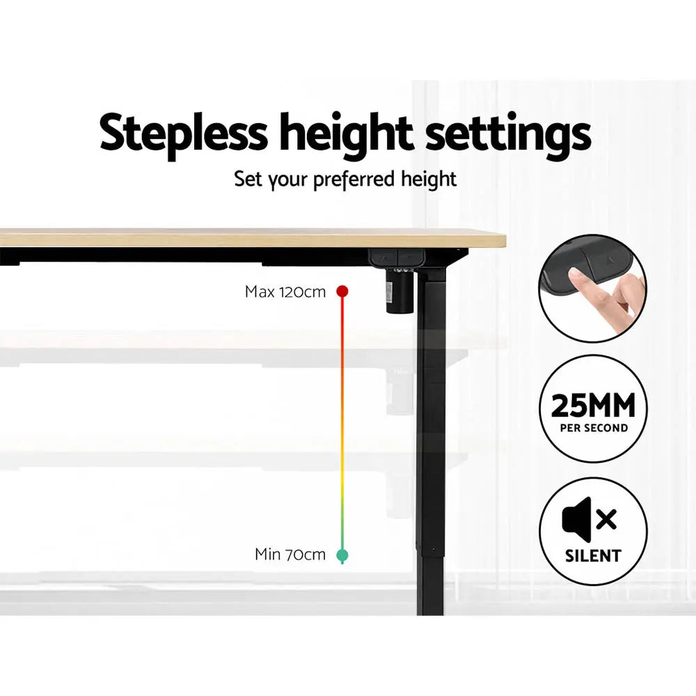 Artiss Standing Desk Motorised White Oak 140CM Chez Guru