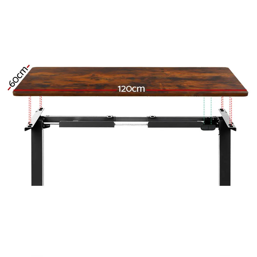 Artiss Standing Desk Motorised Rustic Brown 120CM Chez Guru