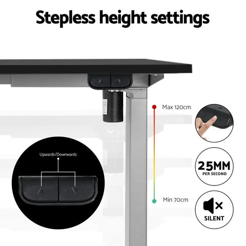 Artiss Electric Standing Desk Frame Only Height Adjustable 70KG Load Grey Chez Guru