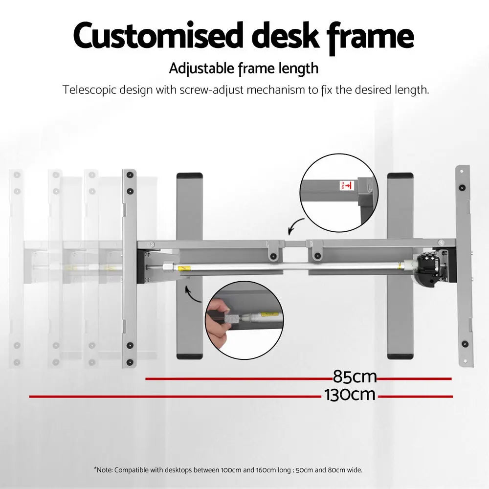 Artiss Electric Standing Desk Frame Only Height Adjustable 70KG Load Grey Chez Guru