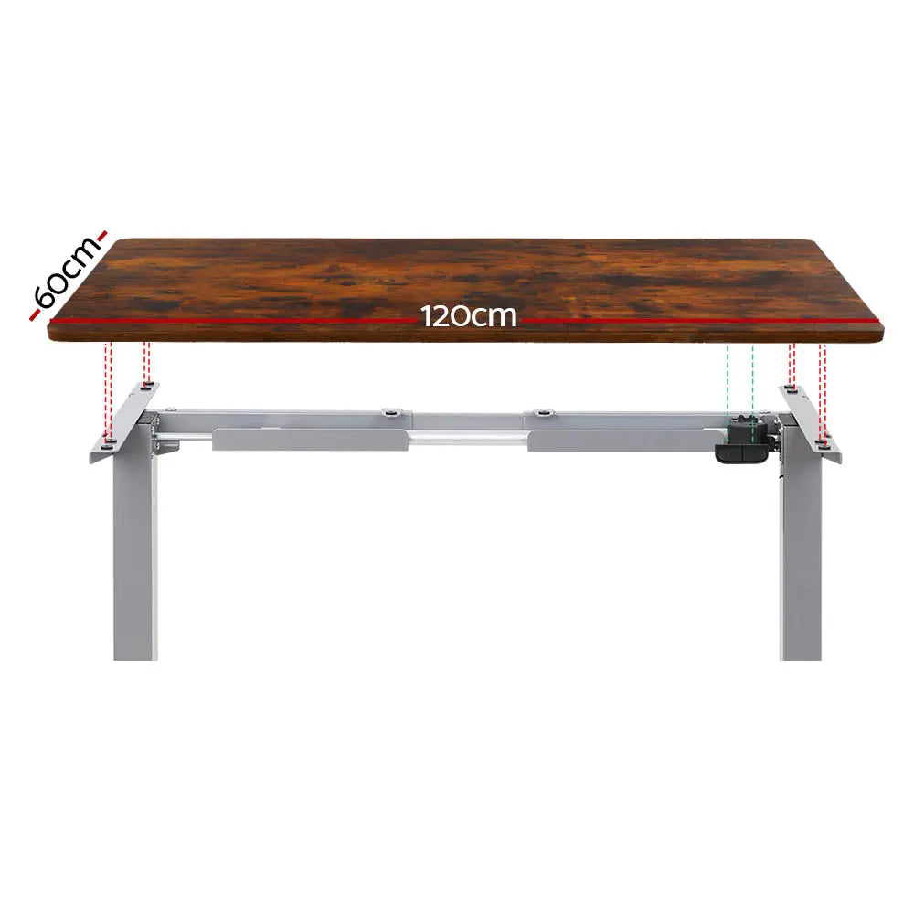 Artiss Standing Desk Motorised 120CM Rustic Brown Chez Guru