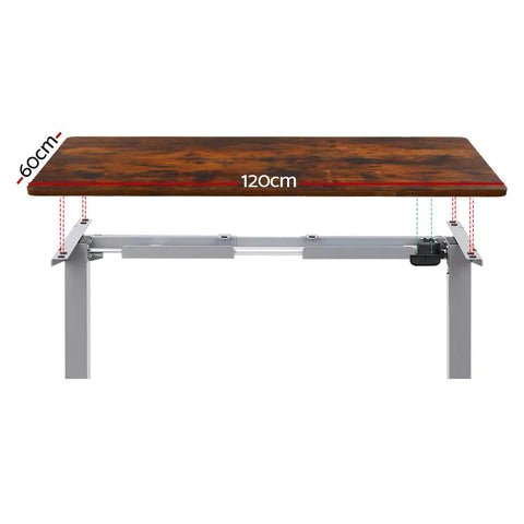 Artiss Standing Desk Motorised 120CM Rustic Brown Chez Guru
