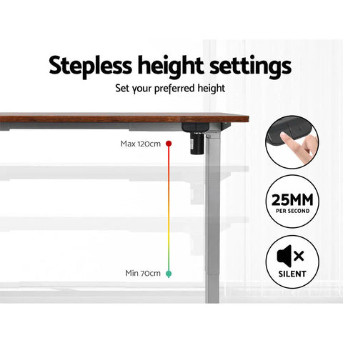 Artiss Standing Desk Motorised 140CM Rustic Brown Chez Guru