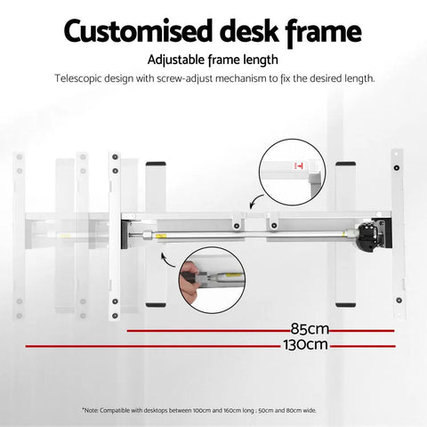 Artiss Electric Standing Desk Frame Only Height Adjustable 70KG Load White Chez Guru