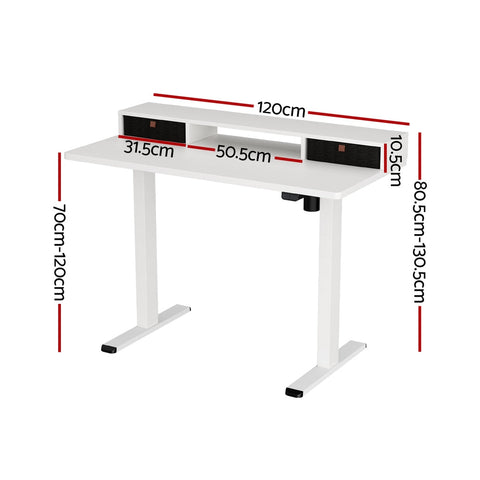 Artiss Electric Standing Desk with Storage Shelf Drawer Office Table 120CM Chez Guru