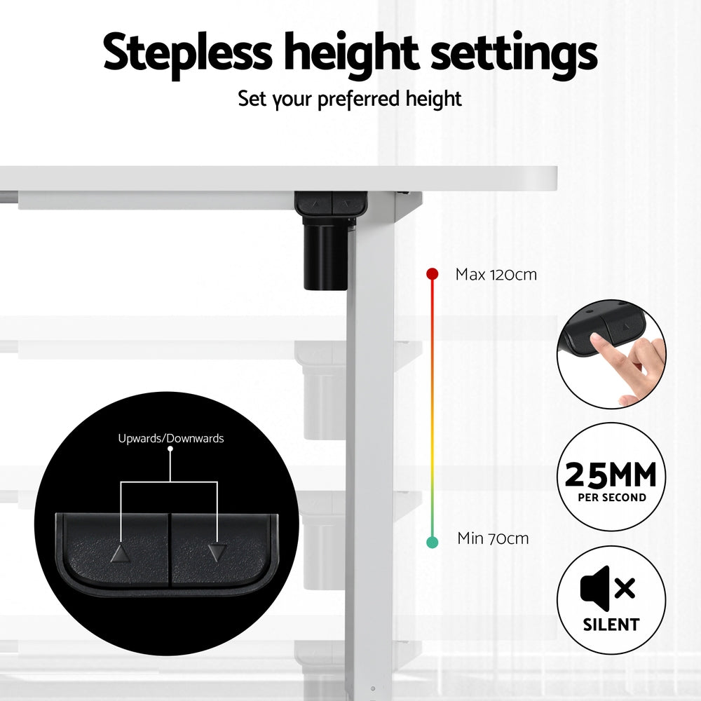 Artiss Electric Standing Desk with Storage Shelf Drawer Office Table 120CM Chez Guru