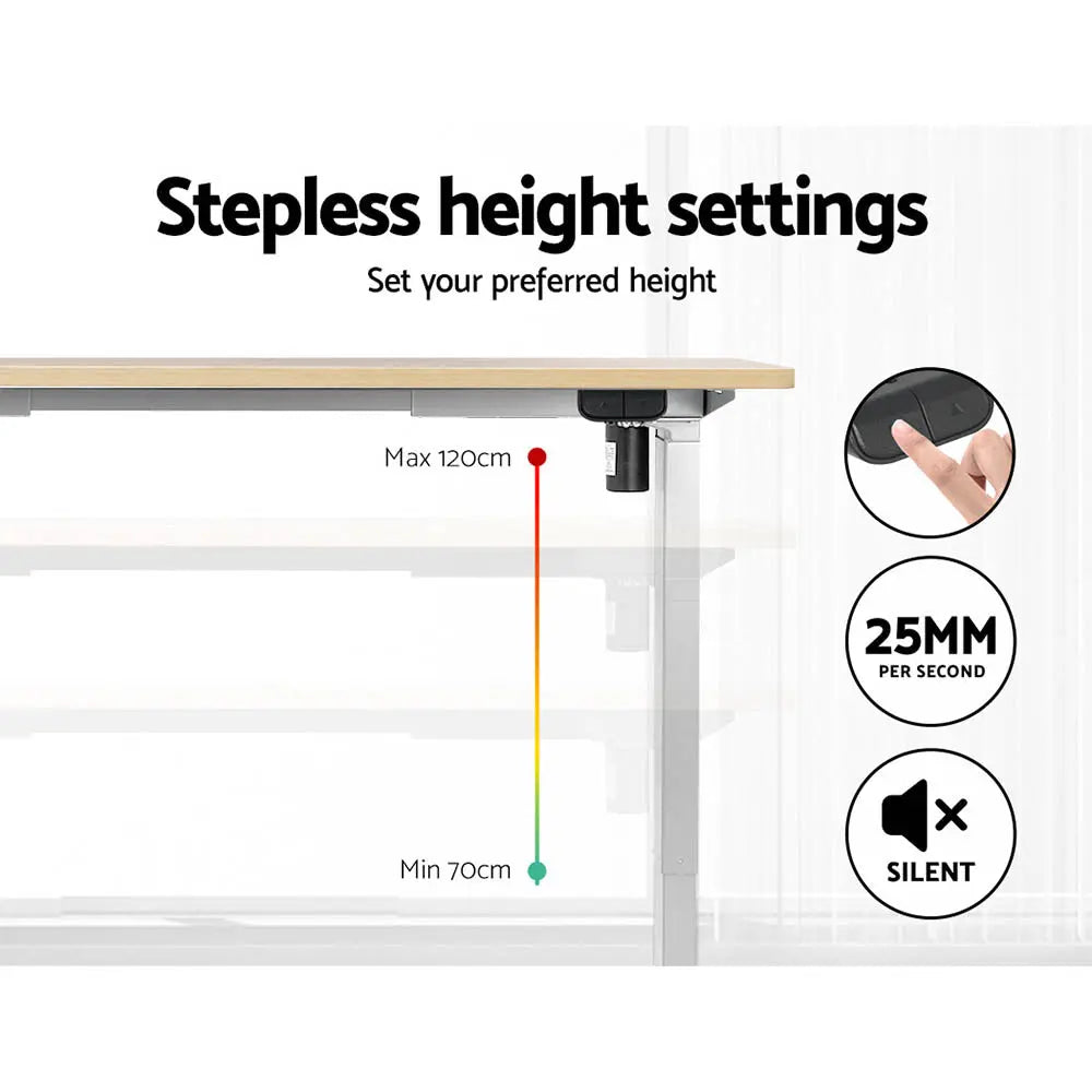 Artiss Standing Desk Motorised Sit Stand Desks White Oak 120CM Chez Guru