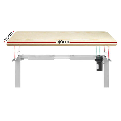 Artiss Standing Desk Motorised Sit Stand Desks White Oak 140CM Chez Guru