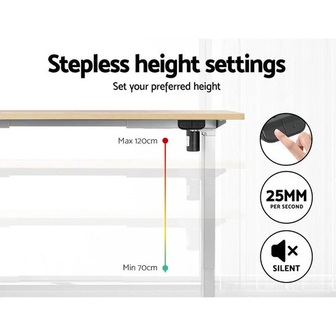 Artiss Standing Desk Motorised Sit Stand Desks White Oak 140CM Chez Guru