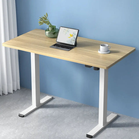 Artiss Standing Desk Motorised Sit Stand Desks White Oak 140CM Chez Guru