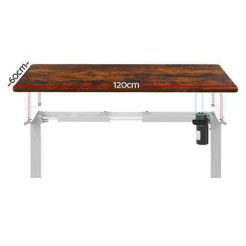 Artiss Standing Desk Motorised Sit Stand Desks Rustic Brown 120CM Chez Guru