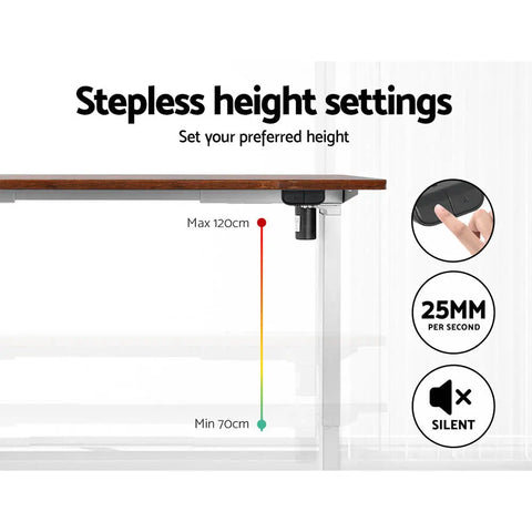 Artiss Standing Desk Motorised Sit Stand Desks Rustic Brown 120CM Chez Guru