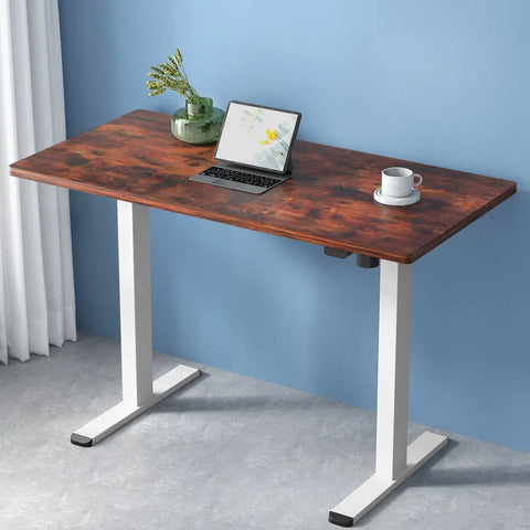 Artiss Standing Desk Motorised Sit Stand Desks Rustic Brown 140CM Chez Guru