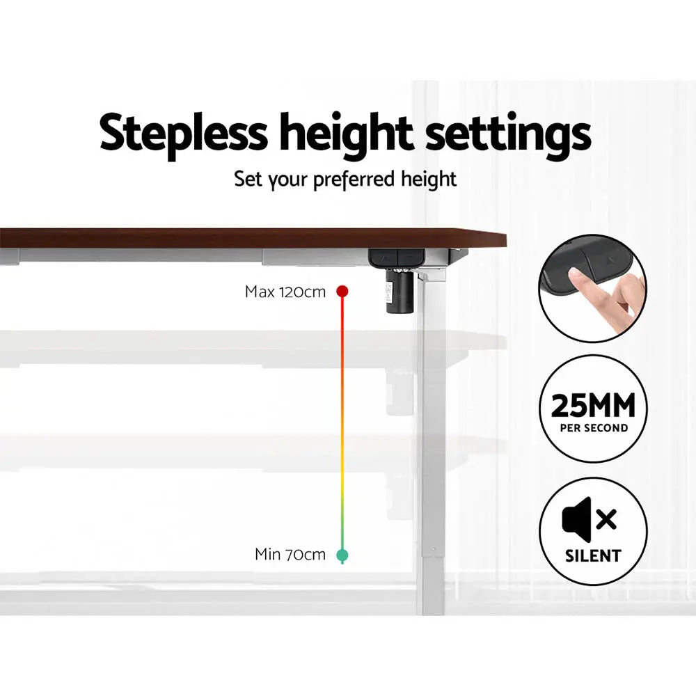 Artiss Standing Desk Motorised Sit Stand Desks Walnut 140CM Chez Guru