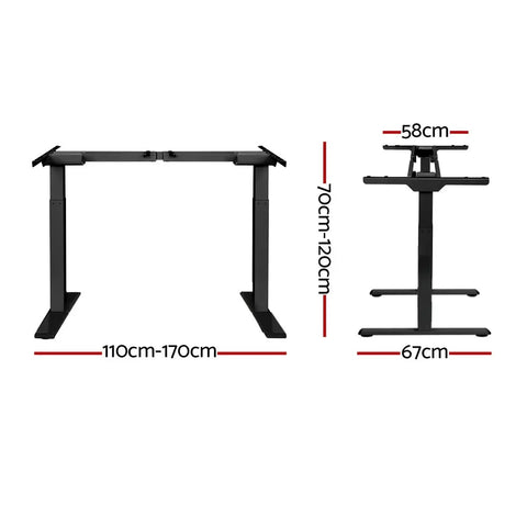 Artiss Standing Desk Frame Only Dual Motor Motorised Black Chez Guru