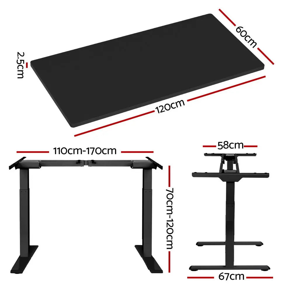 Artiss Standing Desk Motorised Dual Motor Black 120CM Chez Guru