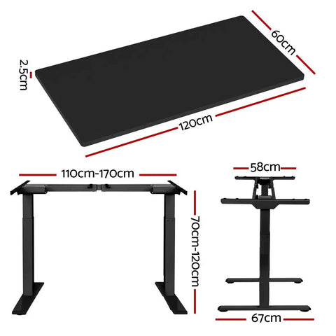 Artiss Standing Desk Motorised Dual Motor Black 120CM Chez Guru
