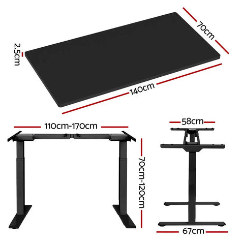 Artiss Standing Desk Motorised Dual Motor Black 140CM Chez Guru