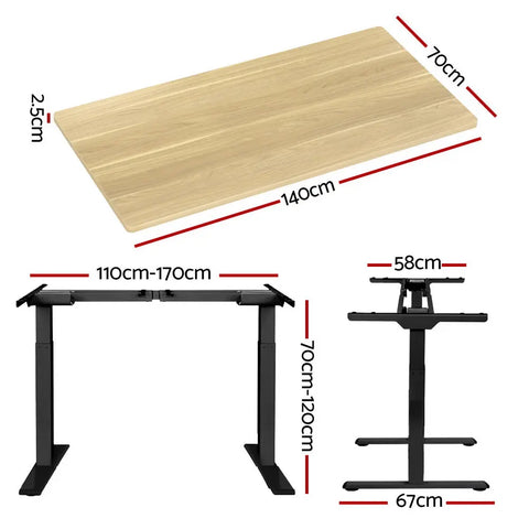 Artiss Standing Desk Motorised Dual Motor White Oak 140CM Chez Guru
