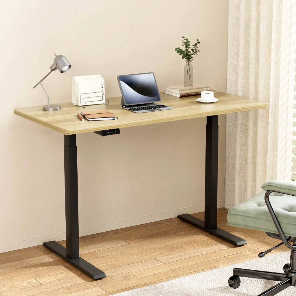 Artiss Standing Desk Motorised Dual Motor White Oak 140CM Chez Guru