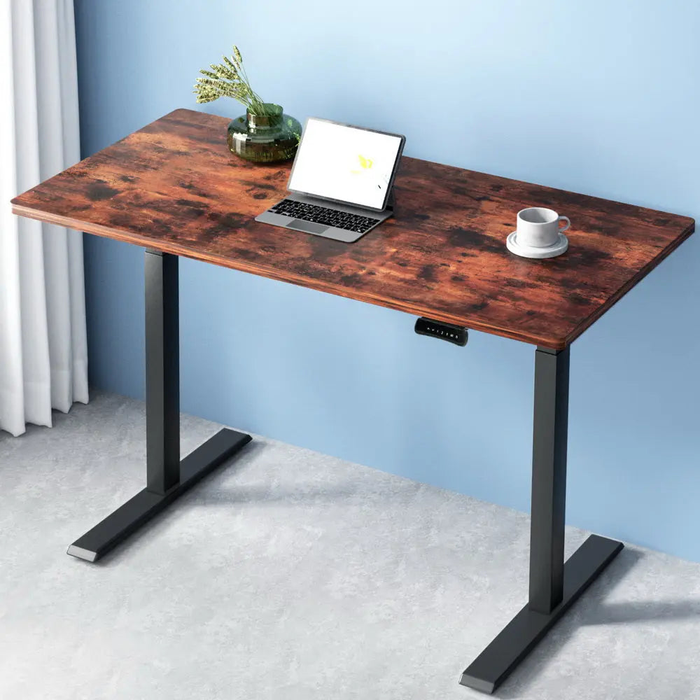 Artiss Standing Desk Motorised Dual Motor Rustic Brwon 120CM Chez Guru