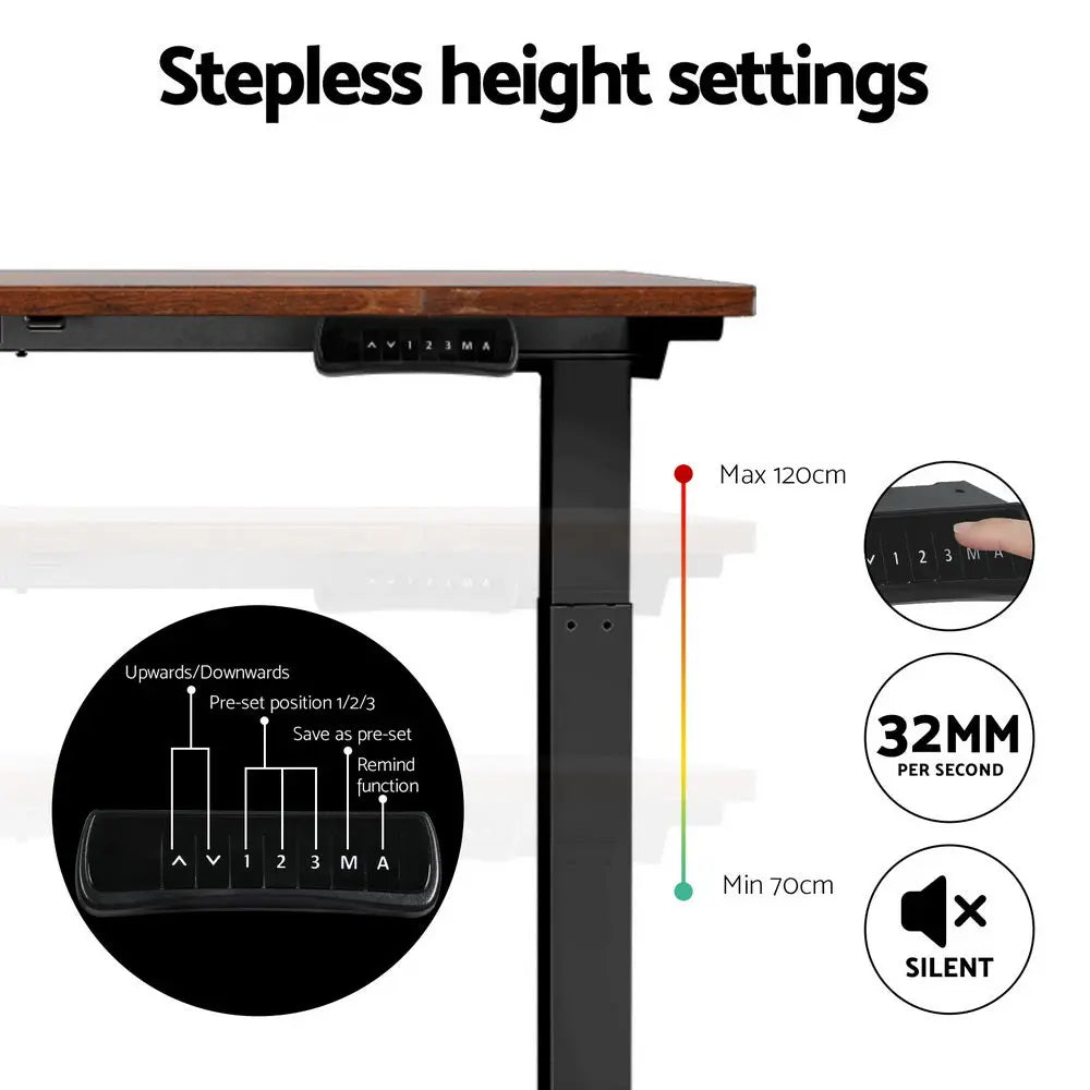 Artiss Standing Desk Motorised Dual Motor Rustic Brwon 140CM Chez Guru