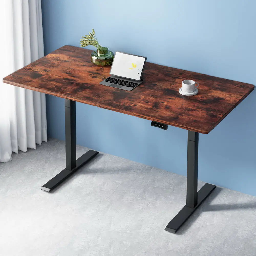 Artiss Standing Desk Motorised Dual Motor Rustic Brwon 140CM Chez Guru