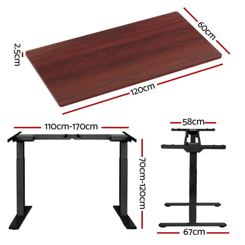 Artiss Standing Desk Motorised Dual Motor Walnut 120CM Chez Guru
