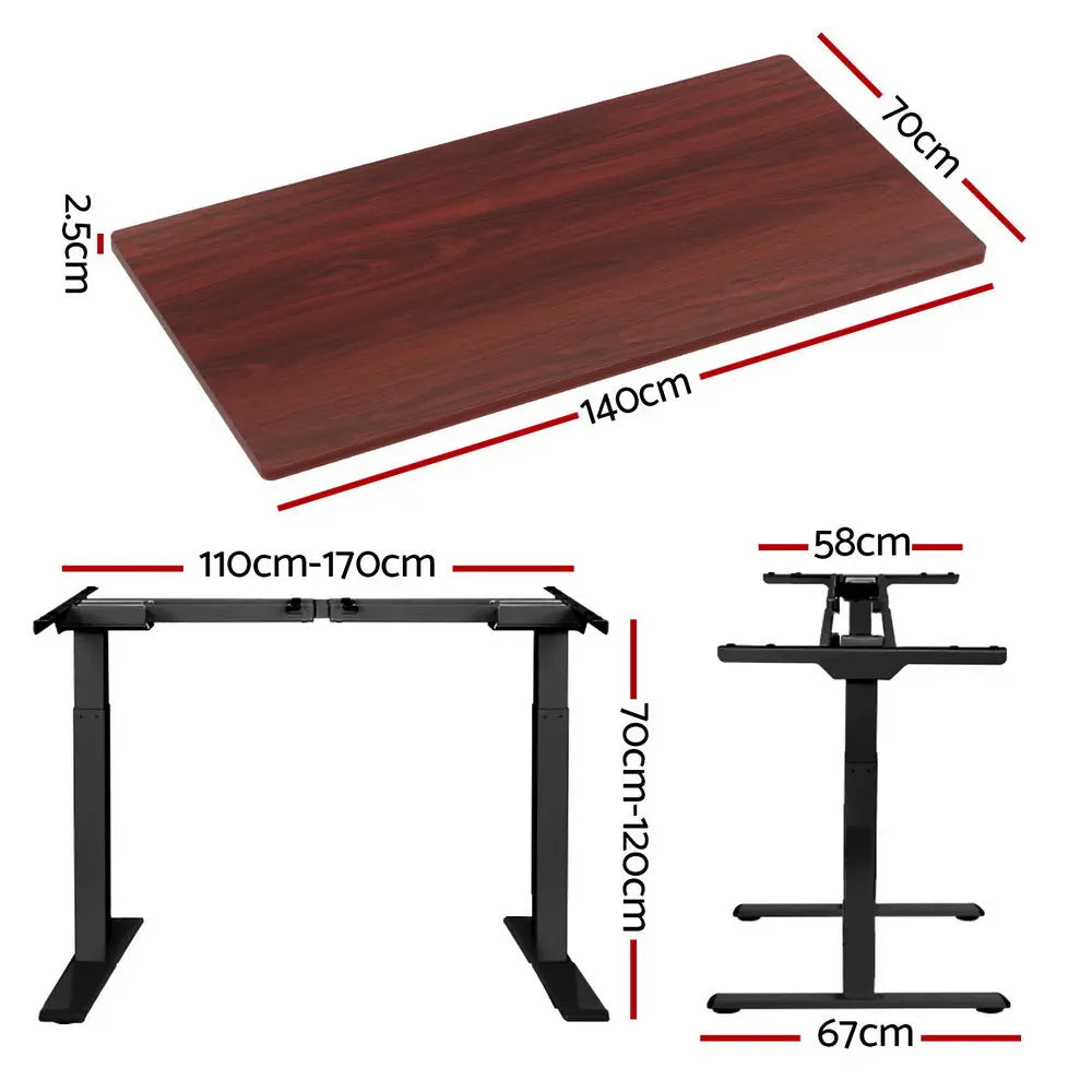 Artiss Standing Desk Motorised Dual Motor Walnut 140CM Chez Guru