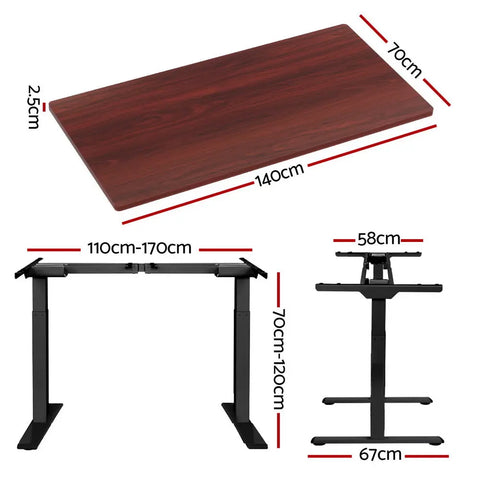 Artiss Standing Desk Motorised Dual Motor Walnut 140CM Chez Guru
