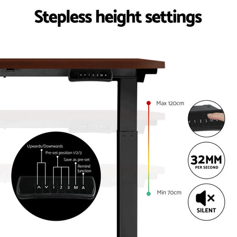 Artiss Standing Desk Motorised Dual Motor Walnut 140CM Chez Guru