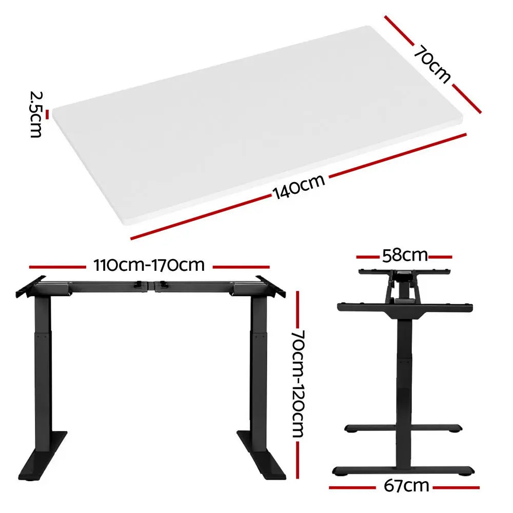 Artiss Standing Desk Motorised Dual Motor White 140CM Chez Guru