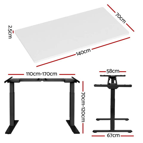 Artiss Standing Desk Motorised Dual Motor White 140CM Chez Guru