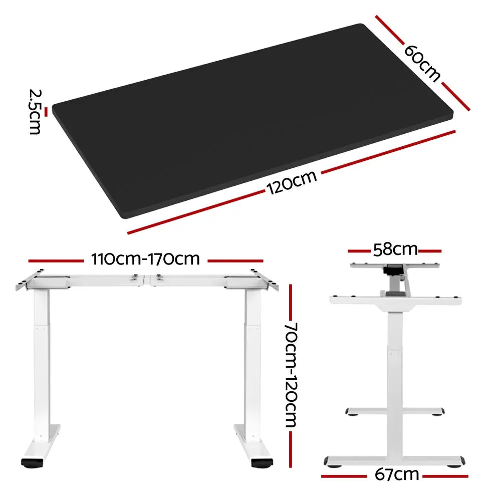 Artiss Standing Desk Motorised Dual Motor 120CM Black Chez Guru