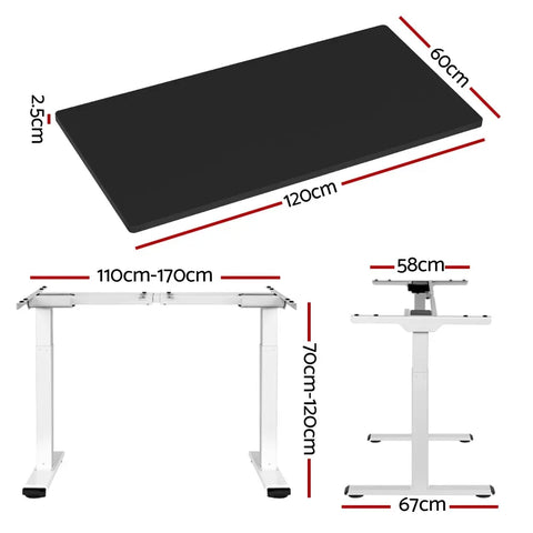Artiss Standing Desk Motorised Dual Motor 120CM Black Chez Guru