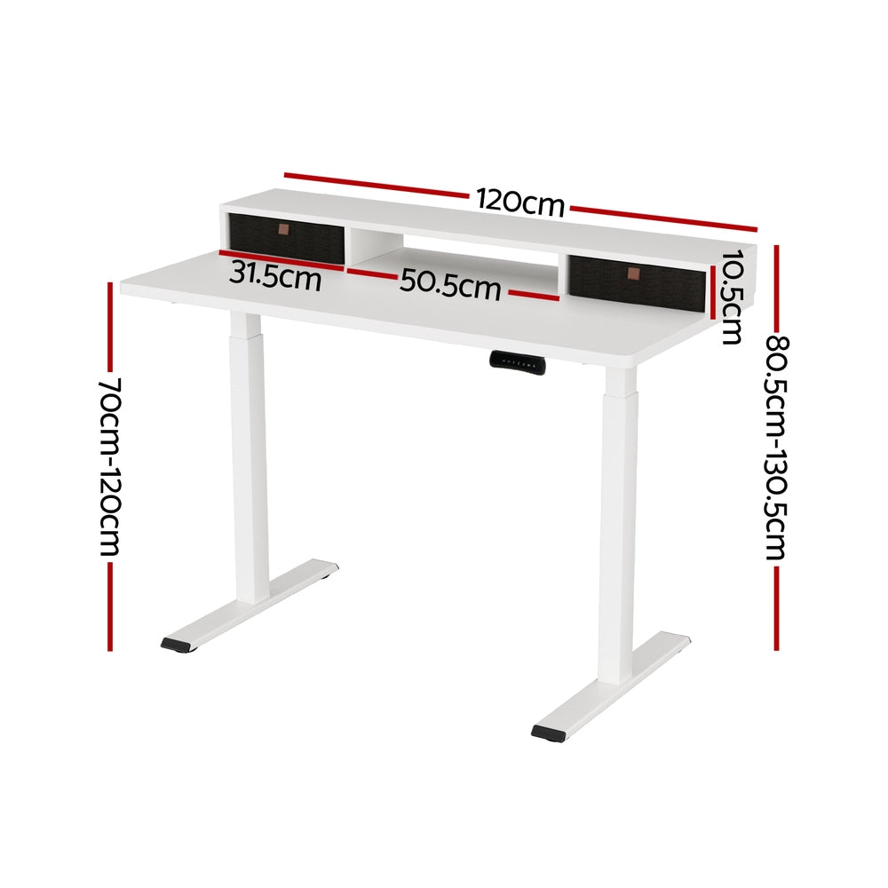 Artiss Electric Standing Desk Dual Motor Office Table With Shelf Drawer120CM Chez Guru