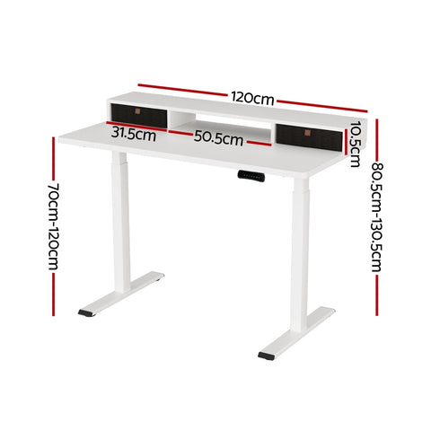 Artiss Electric Standing Desk Dual Motor Office Table With Shelf Drawer120CM Chez Guru