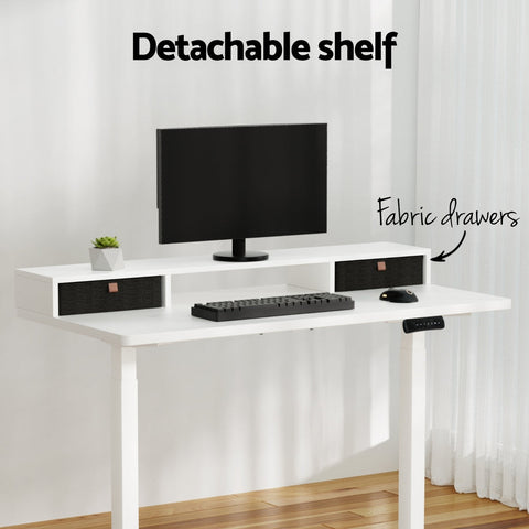 Artiss Electric Standing Desk Dual Motor Office Table With Shelf Drawer120CM Chez Guru