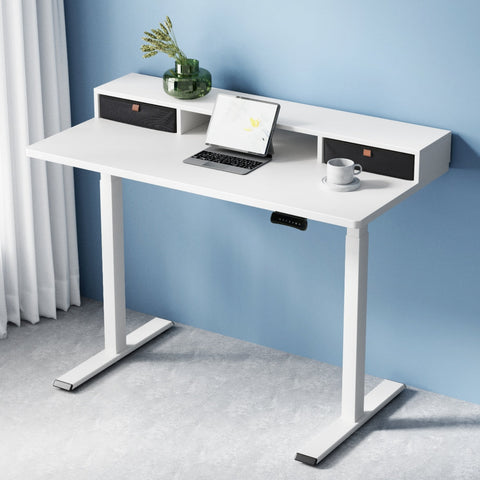 Artiss Electric Standing Desk Dual Motor Office Table With Shelf Drawer120CM Chez Guru