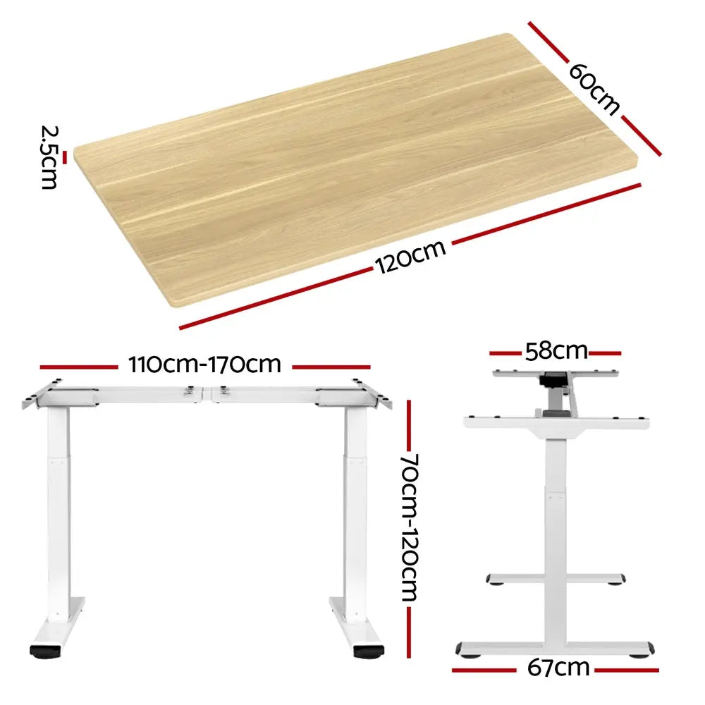 Artiss Standing Desk Motorised Dual Motor 120CM White Oak Chez Guru