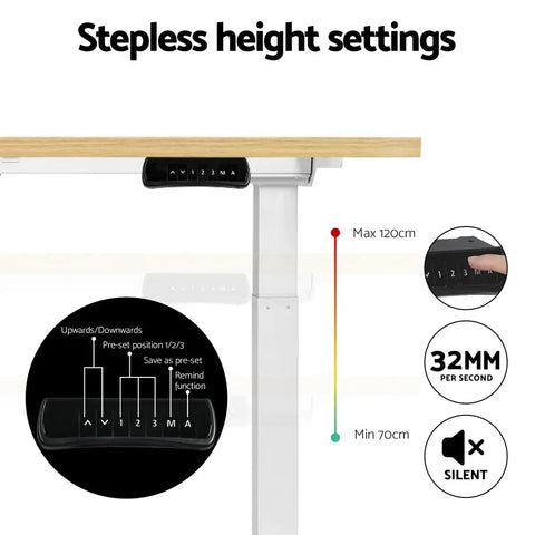 Artiss Standing Desk Motorised Dual Motor 120CM White Oak Chez Guru