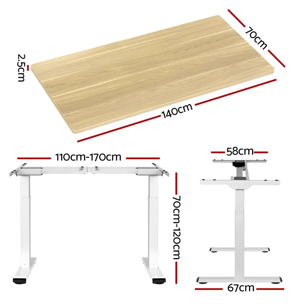 Artiss Standing Desk Motorised Dual Motor 140CM White Oak Chez Guru