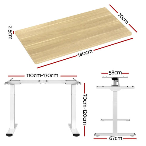 Artiss Standing Desk Motorised Dual Motor 140CM White Oak Chez Guru