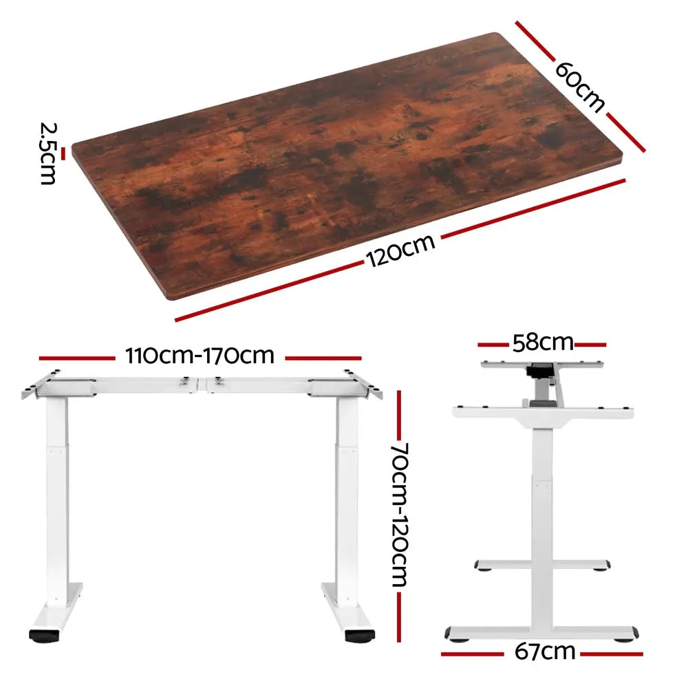 Artiss Standing Desk Motorised Dual Motor 120CM Rustic Brwon Chez Guru