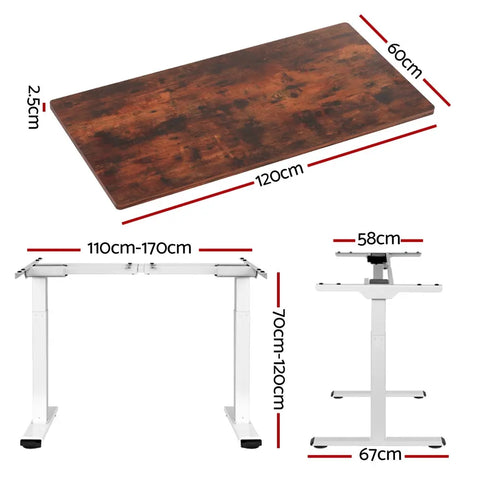 Artiss Standing Desk Motorised Dual Motor 120CM Rustic Brwon Chez Guru